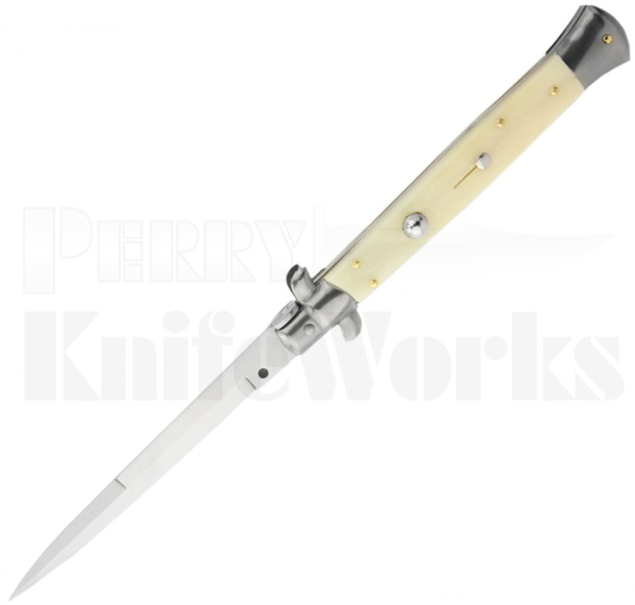 Frank B. 11" Camel Bone Bayonet Stiletto Automatic Knife l For Sale