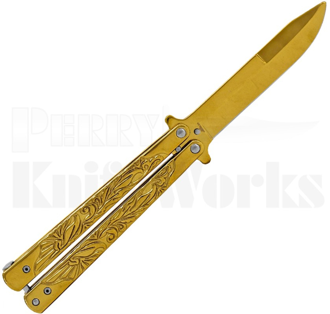 Striker Balisong Butterfly Knife Gold Scroll