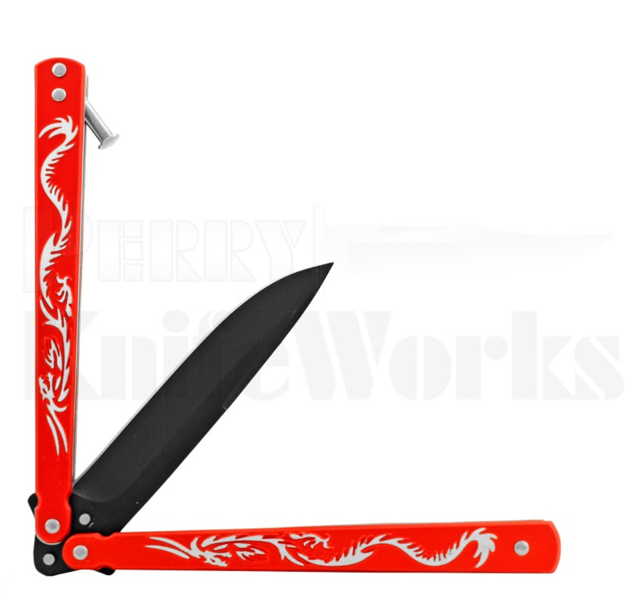 Striker Balisong Butterfly Knife Red Dragon l Black Blade