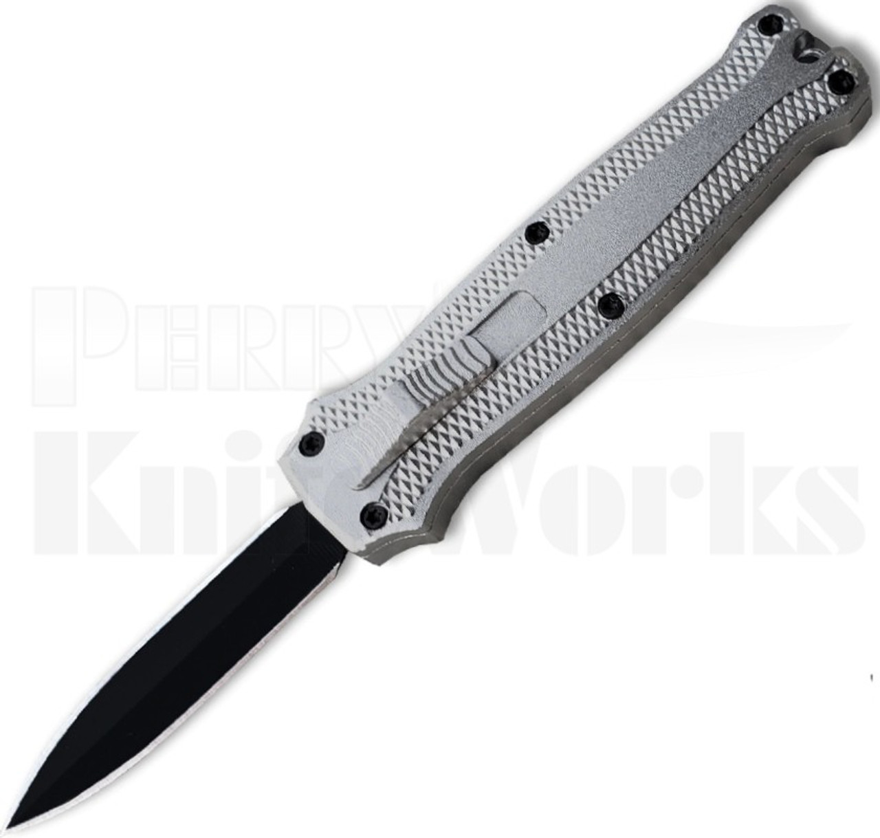 Coffin Blaster Mini OTF Automatic Knife Silver l Black Dagger