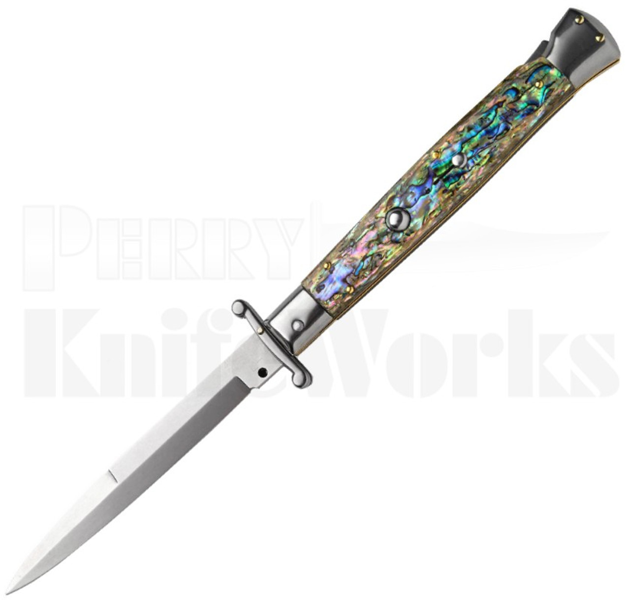 Frank B. 11" Abalone Italian Bayonet Stiletto Swinguard Knife l For Sale