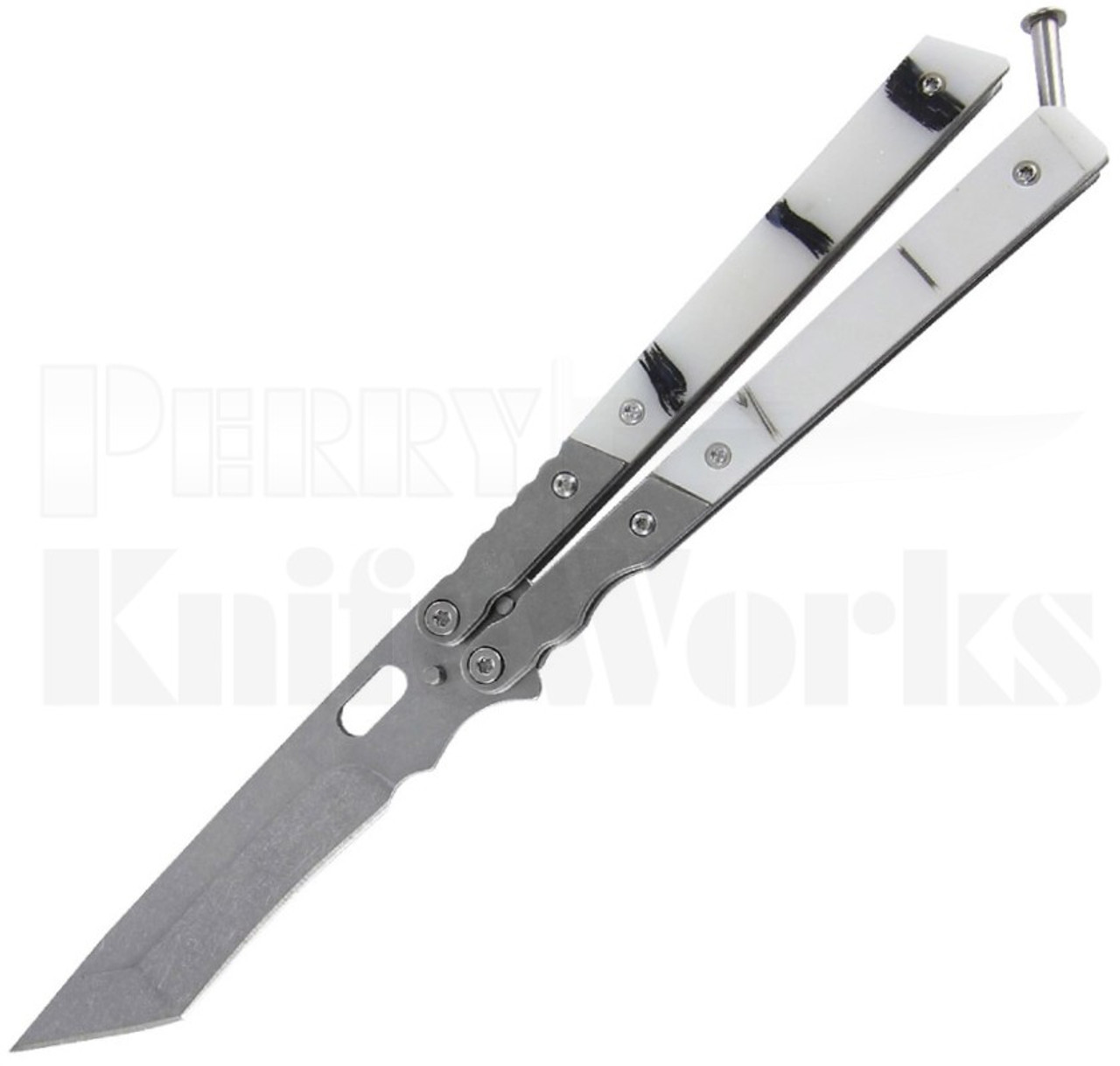 Striker Balisong Butterfly Knife Marble l Stonewash Blade l For Sale
