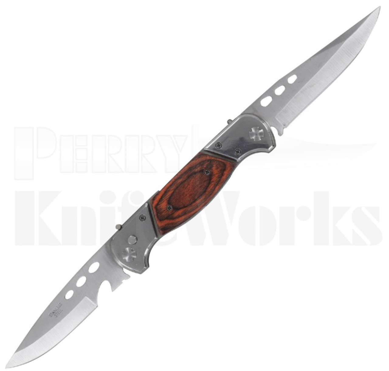 Necessary Evil Twin Blade Automatic Knife Wood