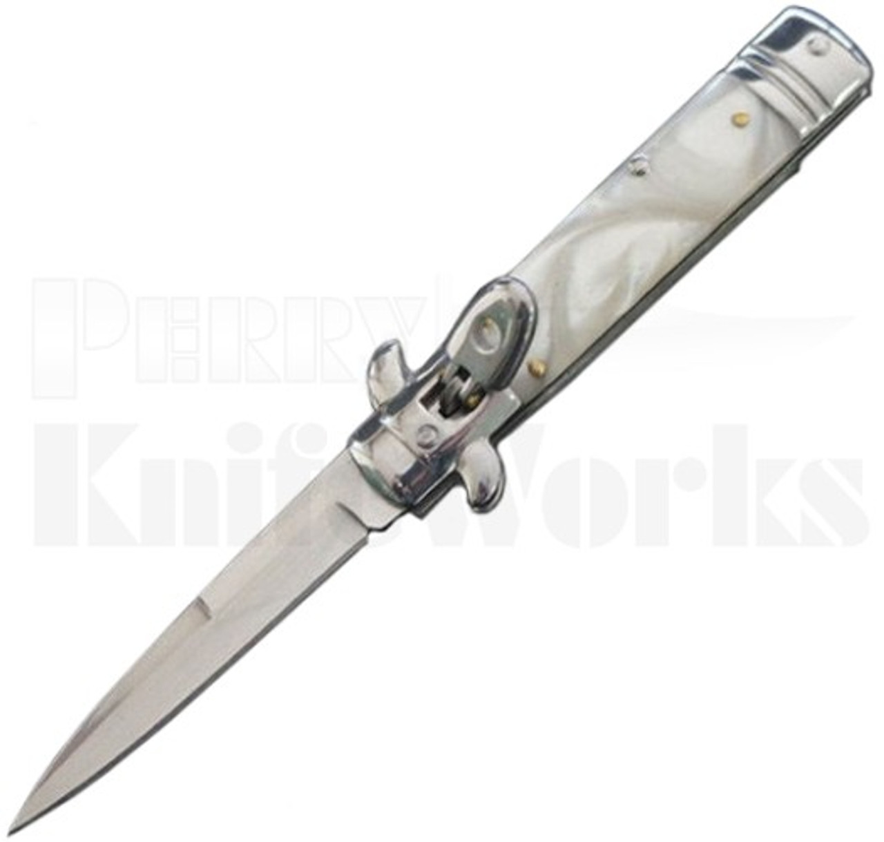 Milano 8" Lever Lock Automatic Knife Pearlex l For Sale