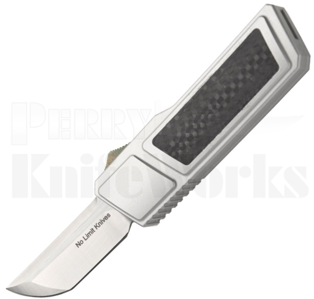 No Limit Knives Akuma Silver OTF Automatic Knife l 2" Satin Blade l For Sale