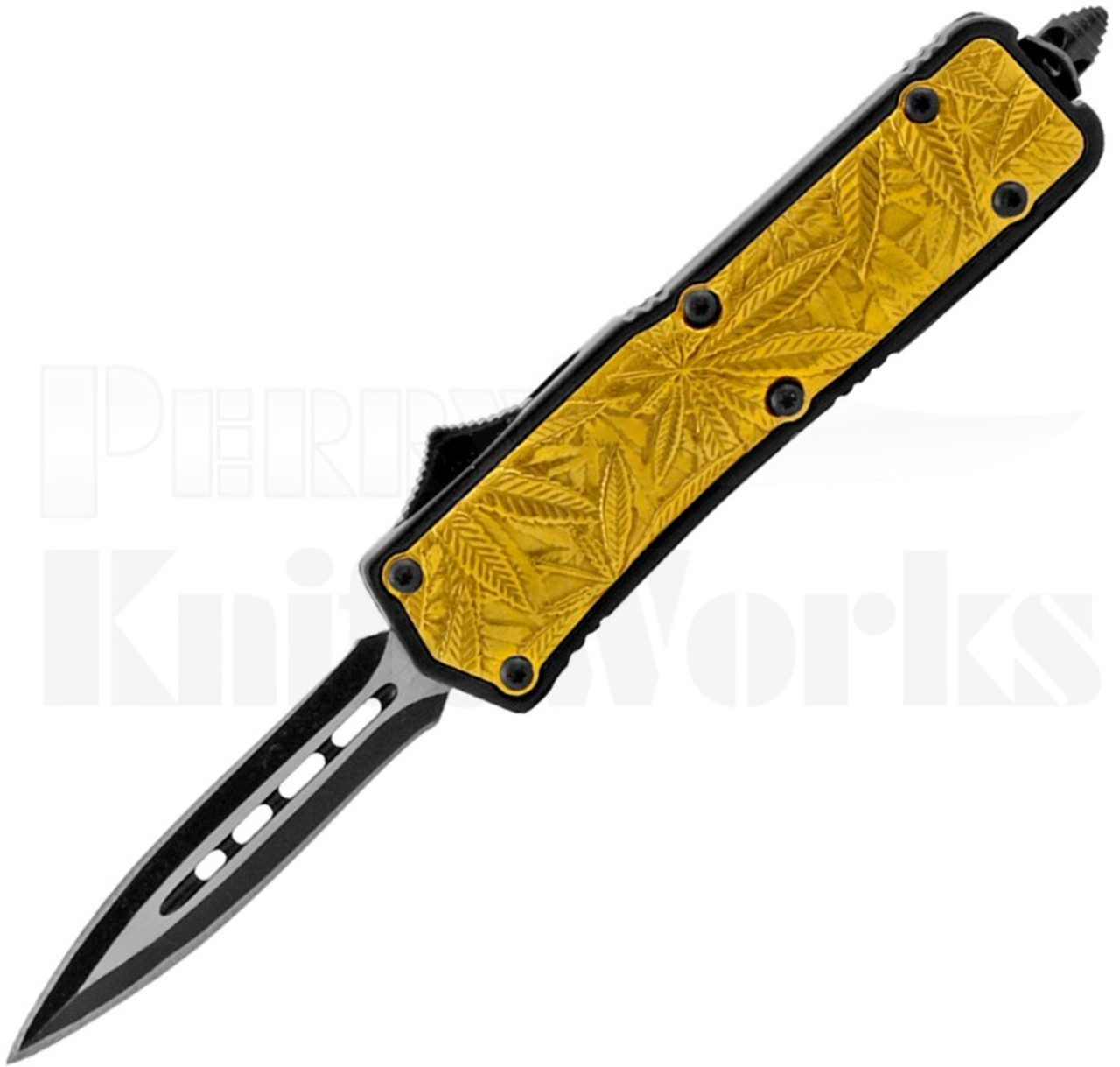 Delta Force Marijuana OTF Automatic Knife Gold l Two-Tone Dagger