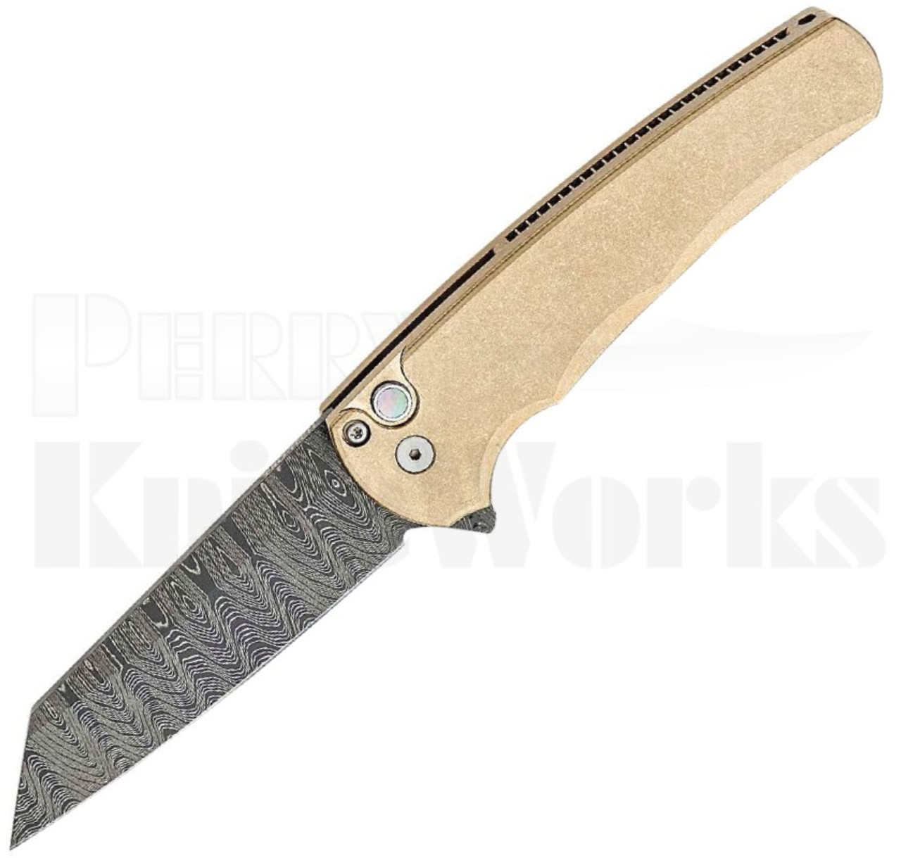 Pro-Tech Limited Malibu Reverse Tanto Knife Bronze l Damascus Blade l For Sale