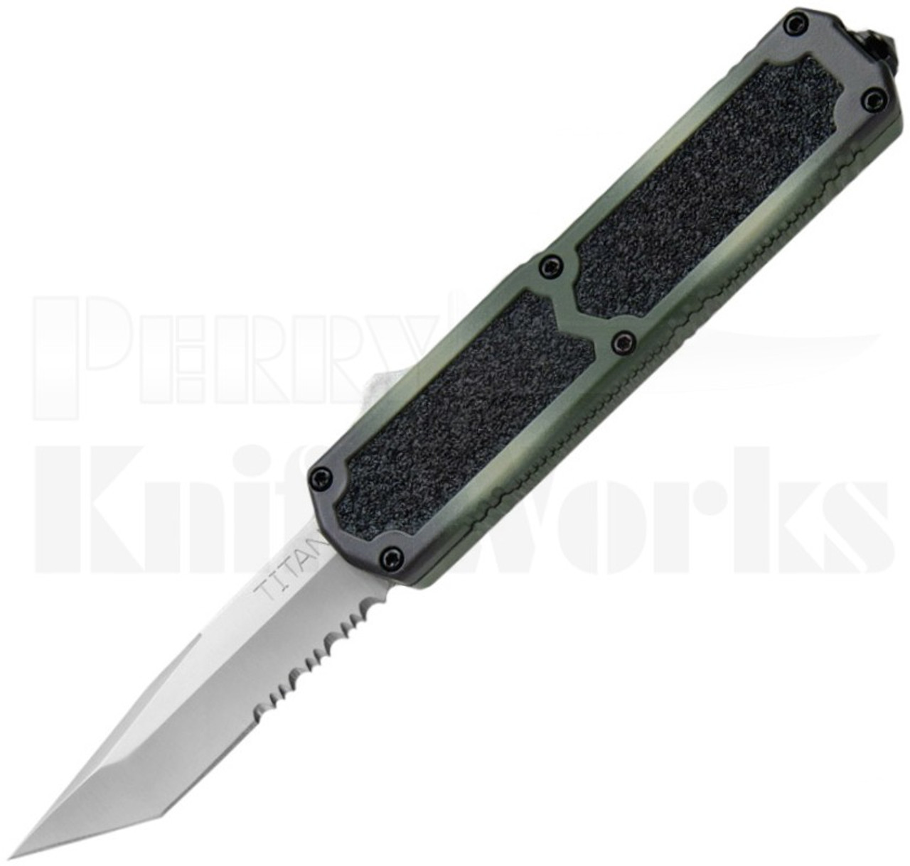Titan Camo D/A OTF Automatic Knife l Serrated Satin Tanto l For Sale