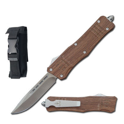 Delta Force Mini Automatic Knife Wood l Satin Drop Point