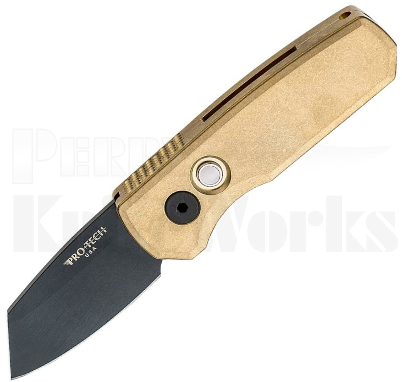 Pro-Tech Runt 5 Black Reverse Tanto Automatic Knife Bronze l For Sale