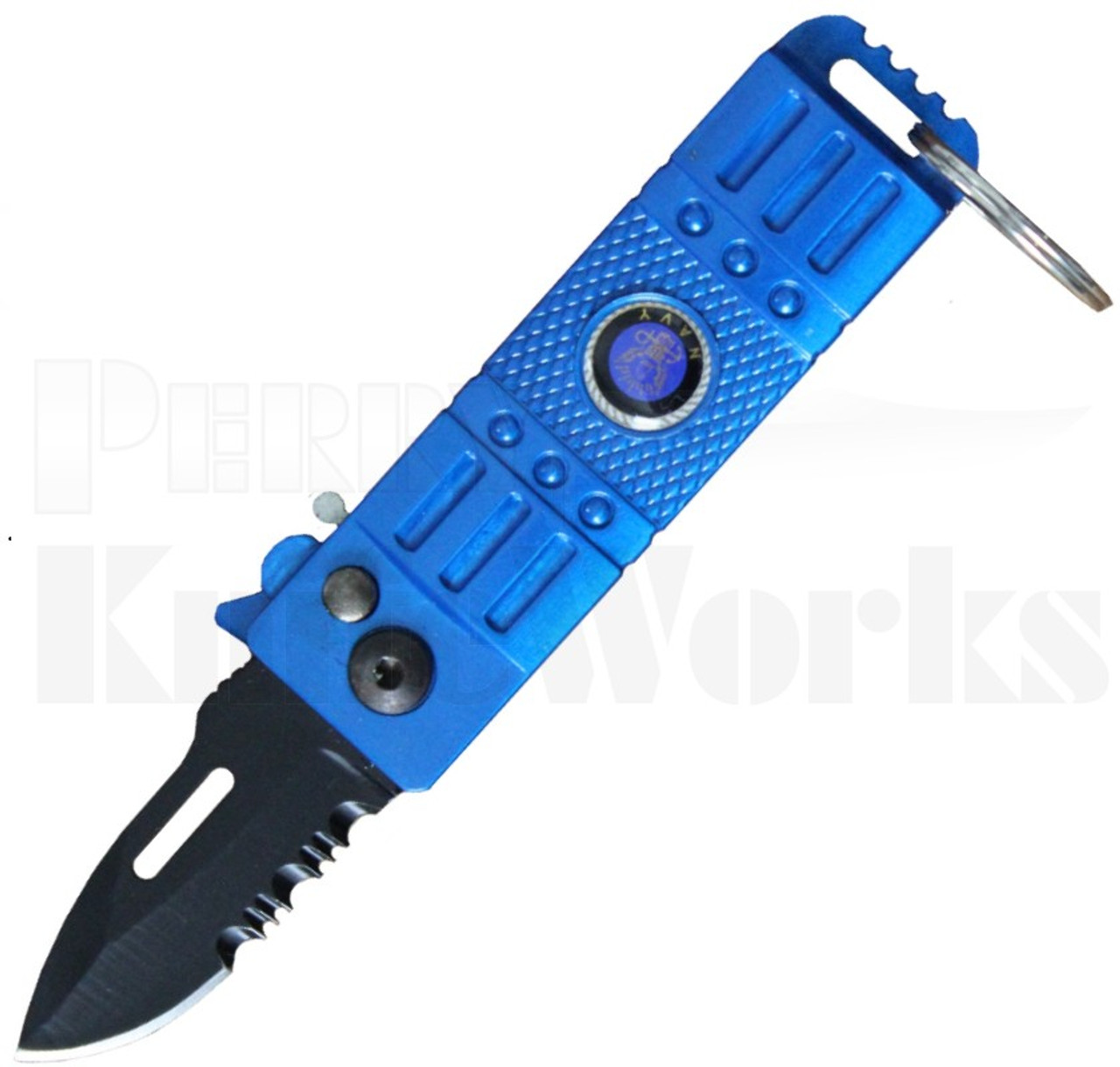 Navy Mini Keychain Blue Automatic Knife Lighter l For Sale
