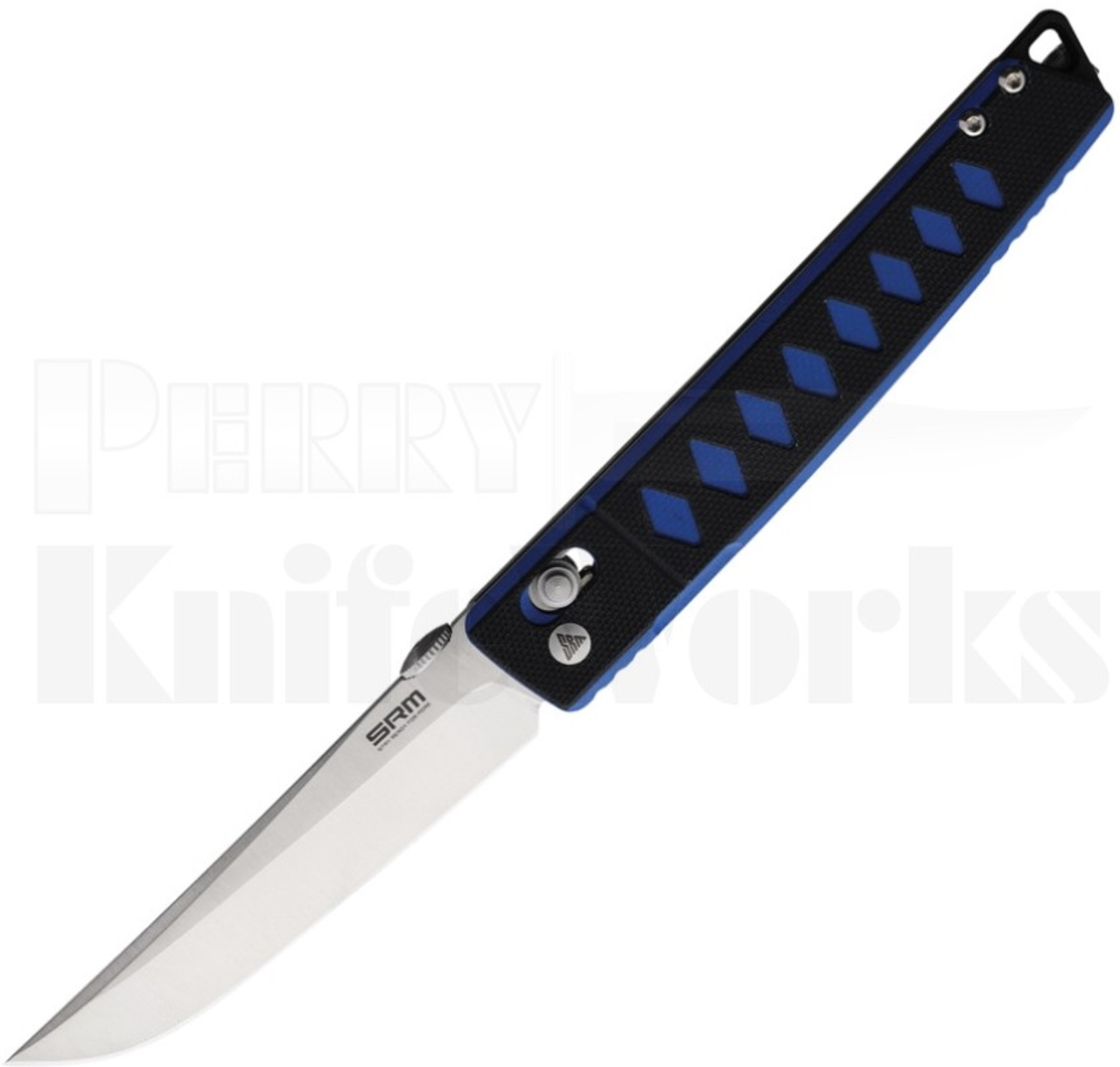 SRM Knives 9215 Ambi-Lock Knife Blue/Black G10 l Satin Blade l For Sale