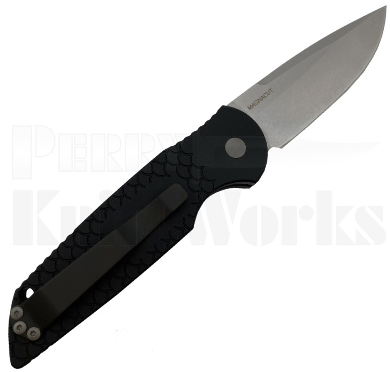 Pro-Tech TR-3 Automatic Knife Black Fish Scale l 3.5" Stonewash Blade