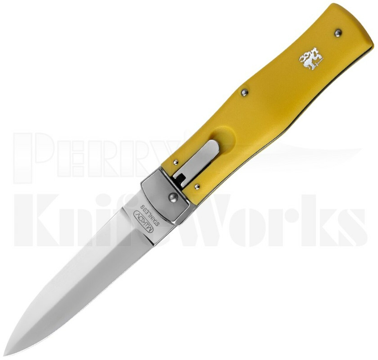 Mikov 241 Predator Leverlock Automatic Knife Yellow l Pocket Clip