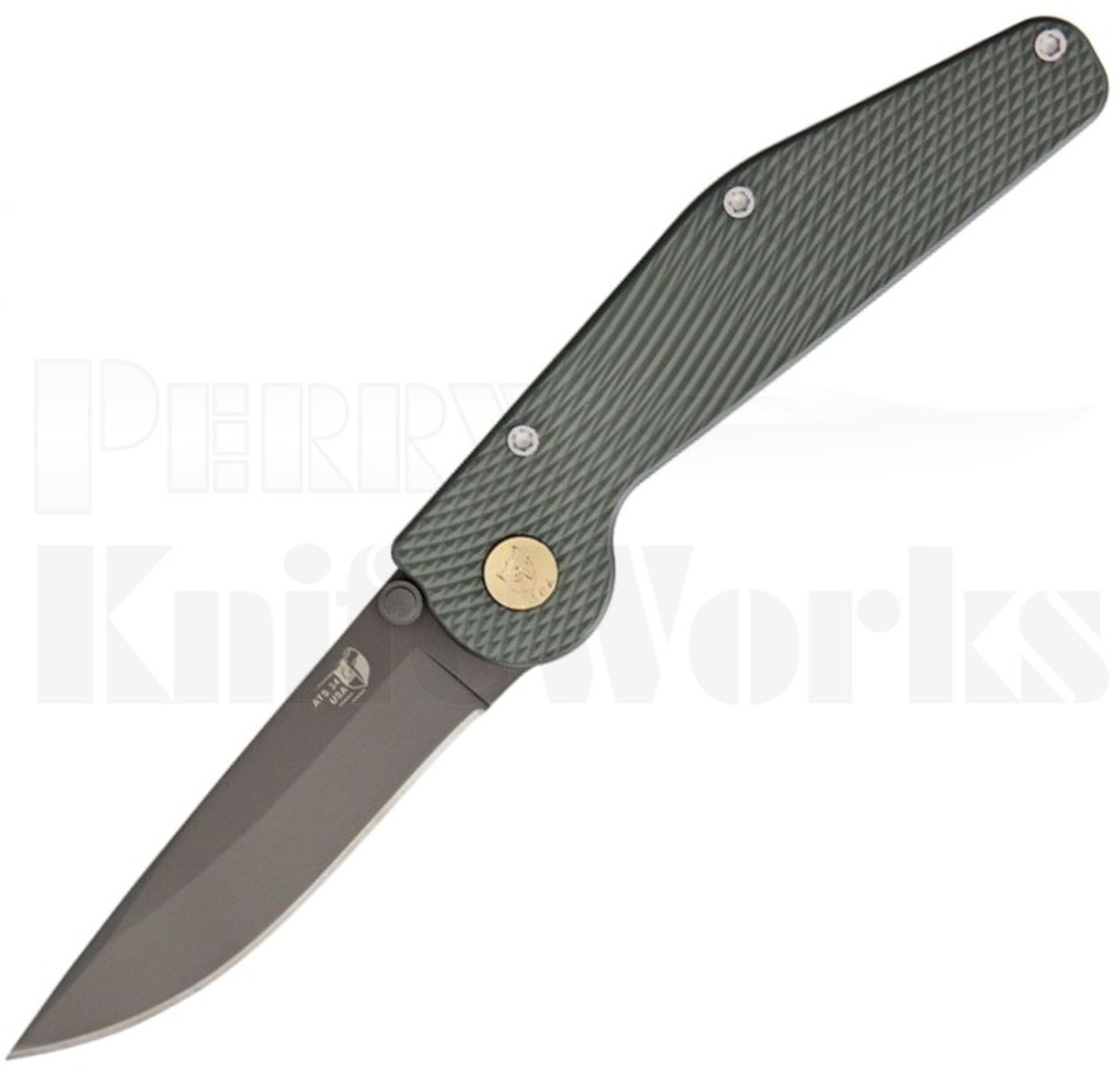GT Knives Police Automatic Knife Green l 3.6" Black GT111 l For Sale