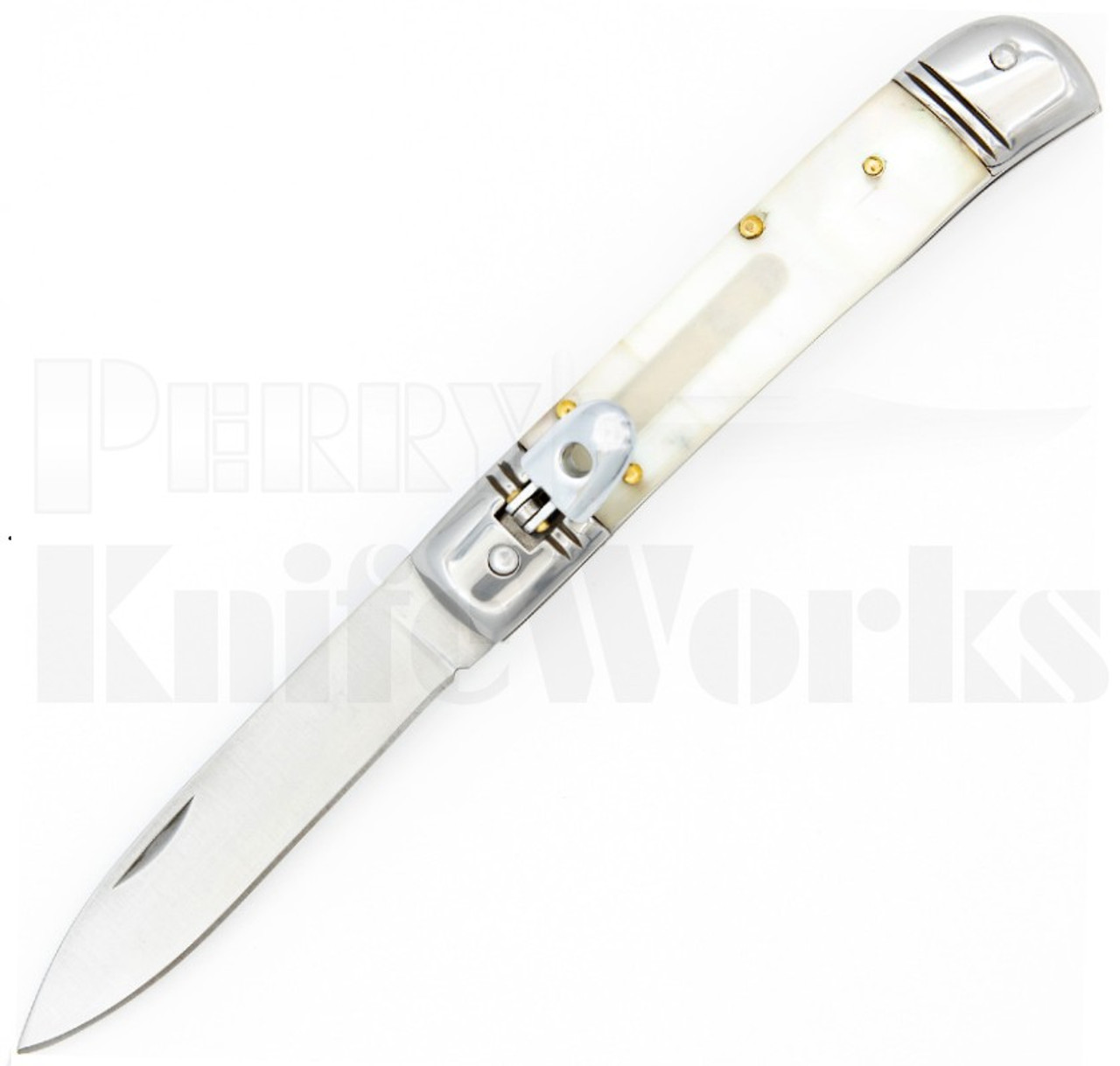 Milano 8" Lever Lock Automatic Knife Mother of Pearl l For Sale