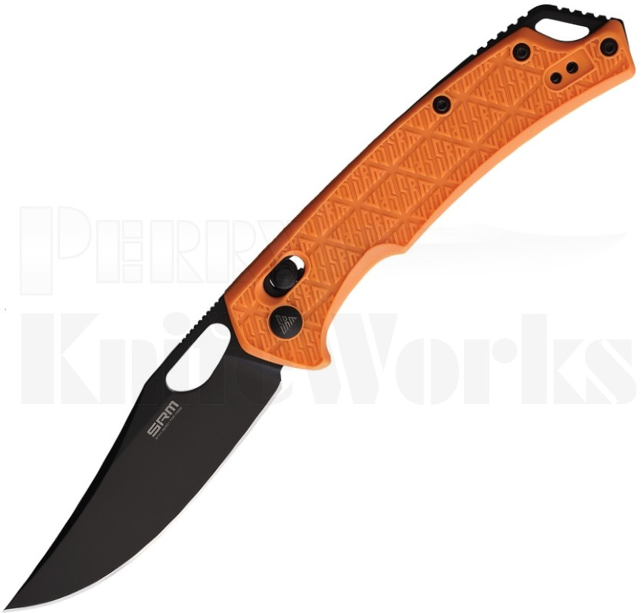 SRM Knives 9201-PJ Ambi-Lock Knife Orange l Black Blade l For Sale