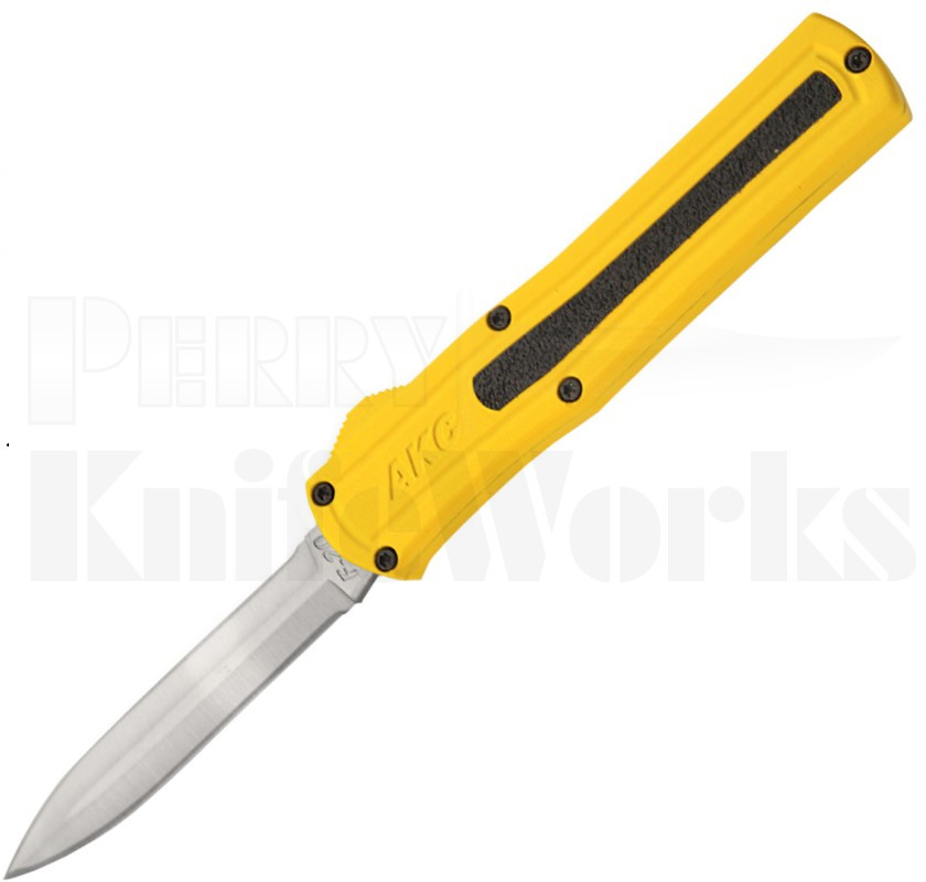 AKC F-20 D/A Satin Dagger OTF Automatic Knife Yellow l For Sale