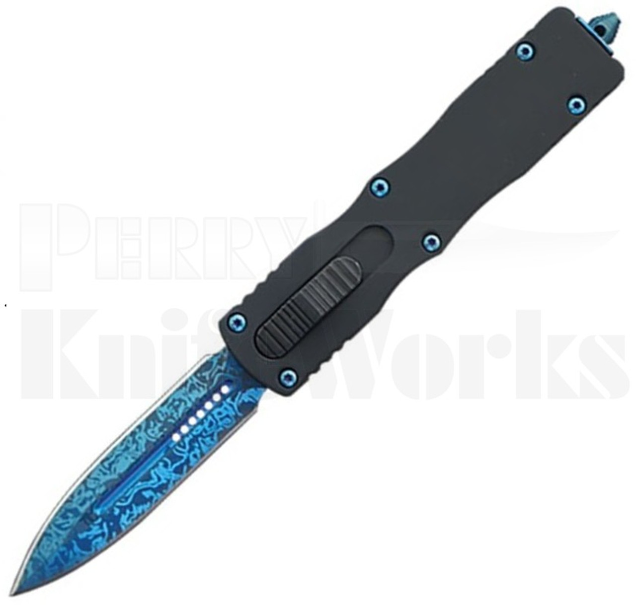 Delta Force Automatic OTF Knife l Blue Damascus Blade l For Sale