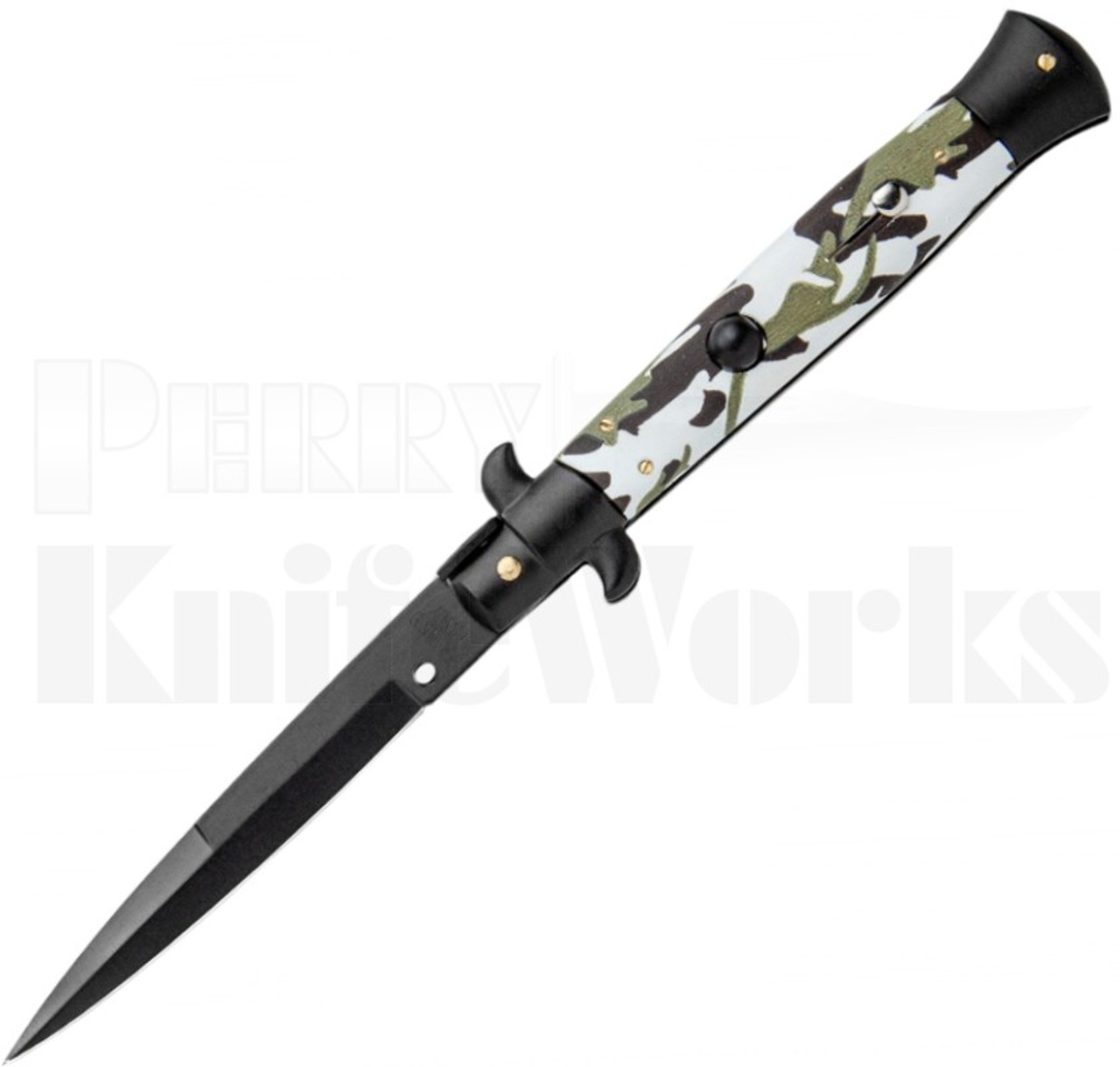 Frank B. 9" Switch Camo Automatic Knife l Black Bayonet l For Sale