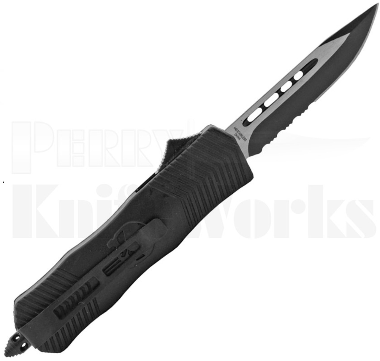 Delta Force Punisher OTF Automatic Knife Black  l Two-Tone Serr