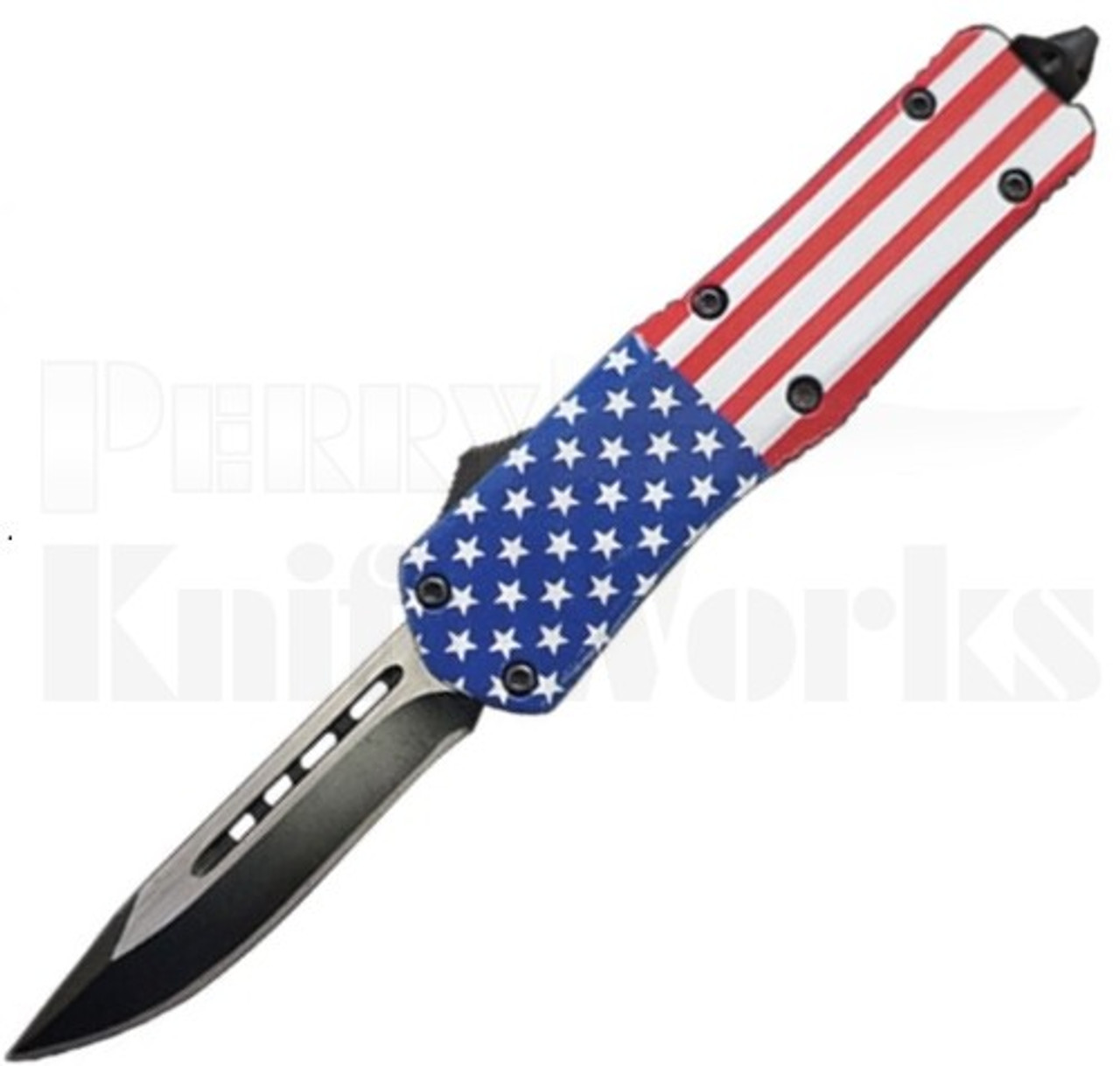 Delta Force Mini OTF Automatic Knife US Flag l 2-Tone Drop Point l For Sale