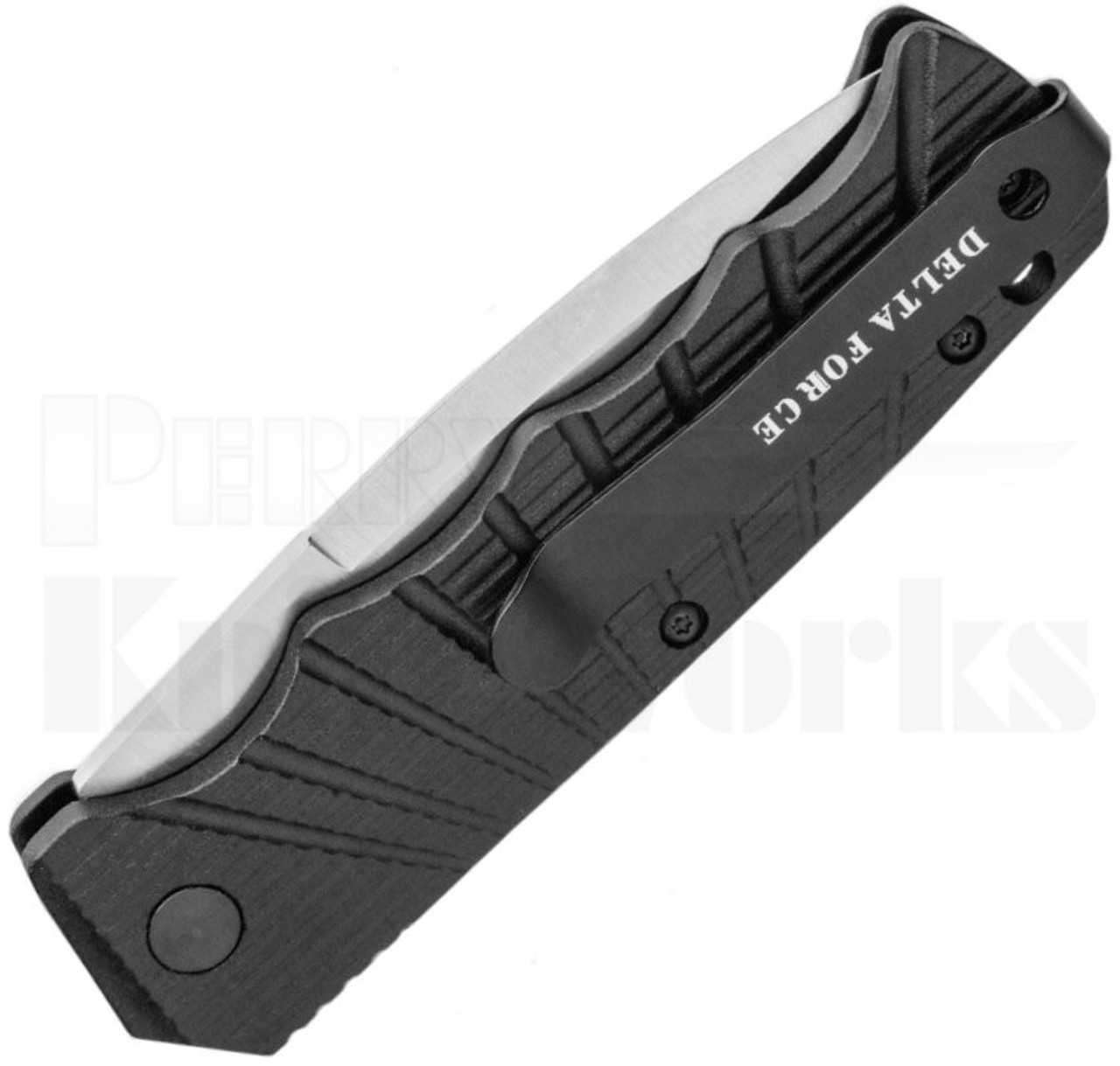 Delta Force Automatic Knife Black Aluminum l Satin Serrated