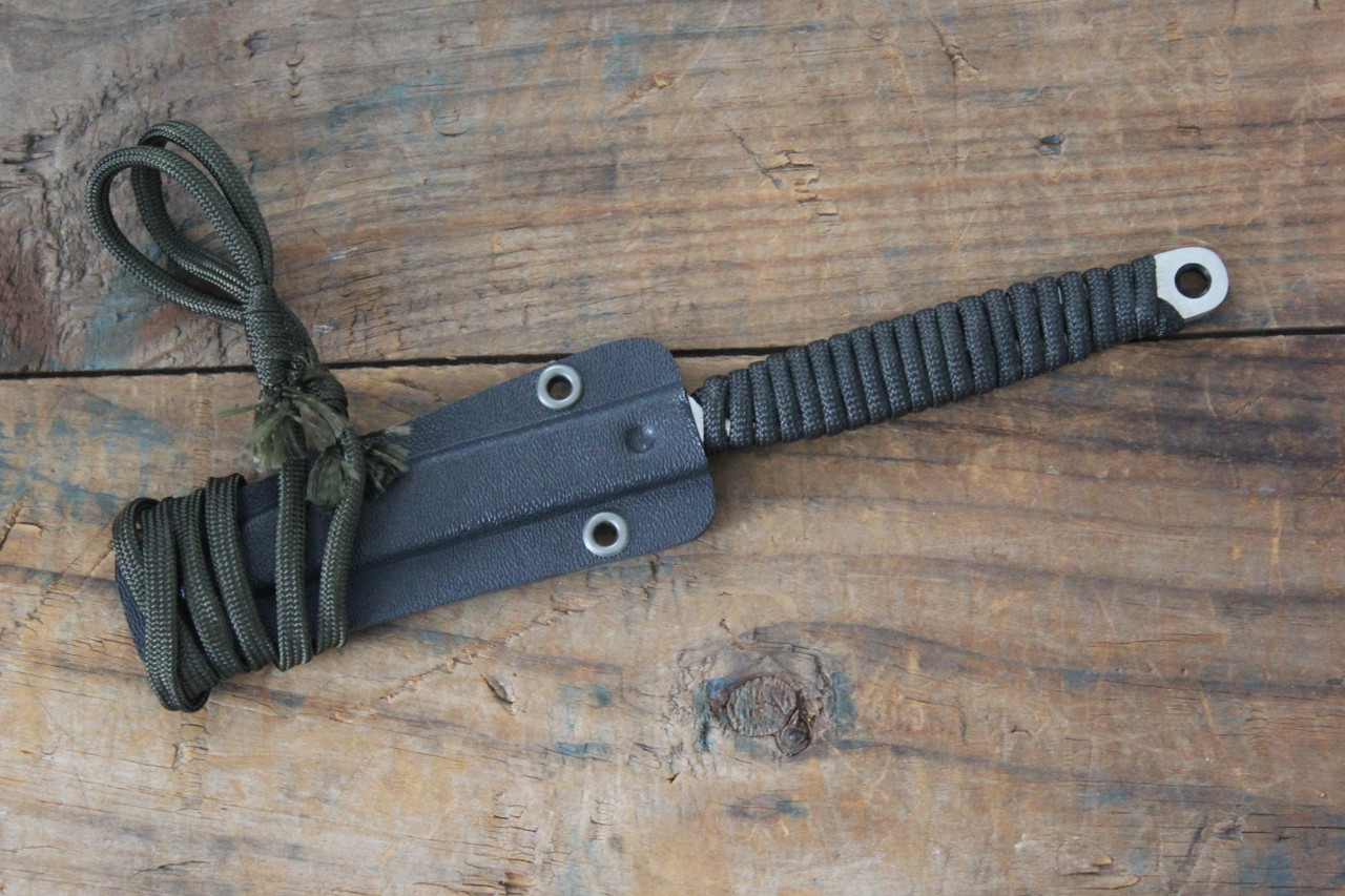 Jim Turecek Custom Fixed Blade Neck Knife Black l Sheath