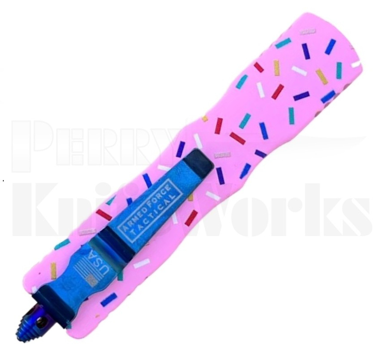 Delta Force Automatic OTF Knife Pink Sprinkles l Blue Blade