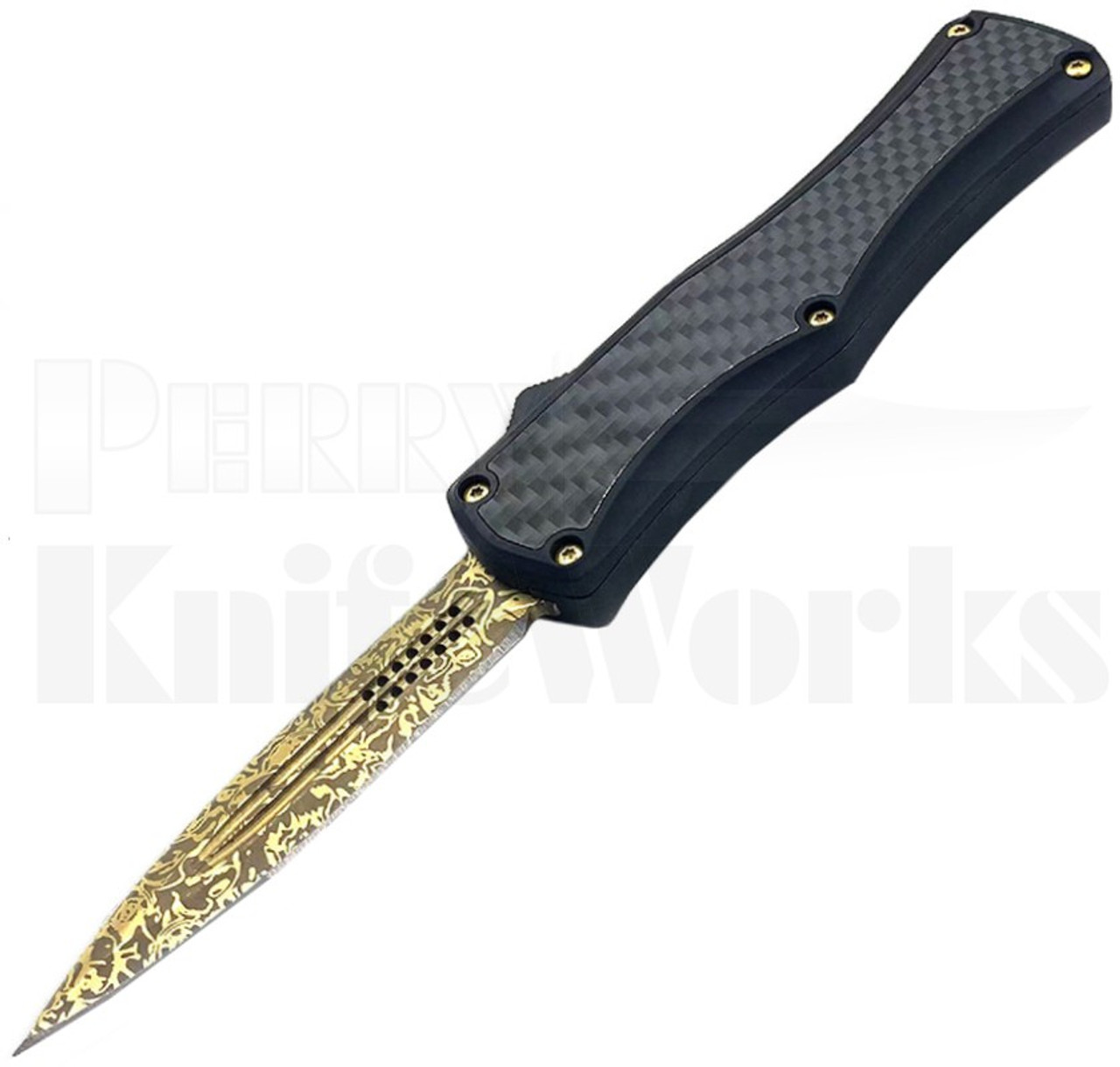 Delta Force Carbon Fiber Automatic OTF Knife l Gold Blade l For Sale