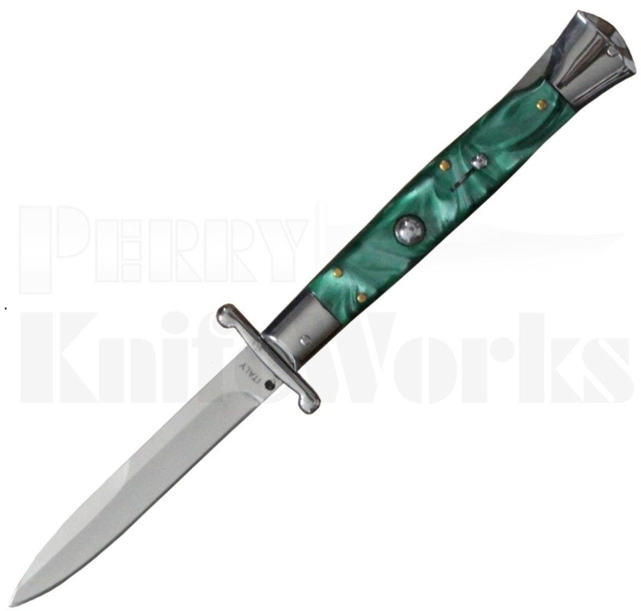 Milano 10" Swinguard Green Swirl Automatic Knife l For Sale