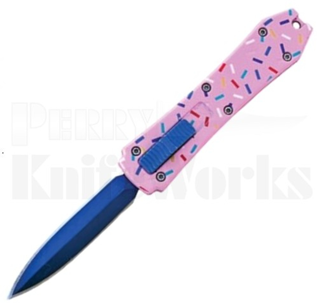 Coffin Blaster 2.0 Pink Sprinkles OTF Automatic Knife l 2" Blue l For Sale