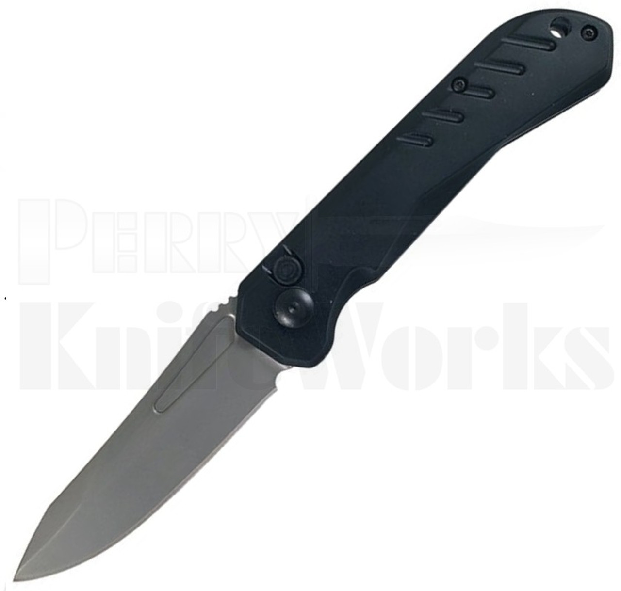 Delta Force Automatic Knife Black Aluminum l Gray 440 Blade l For Sale