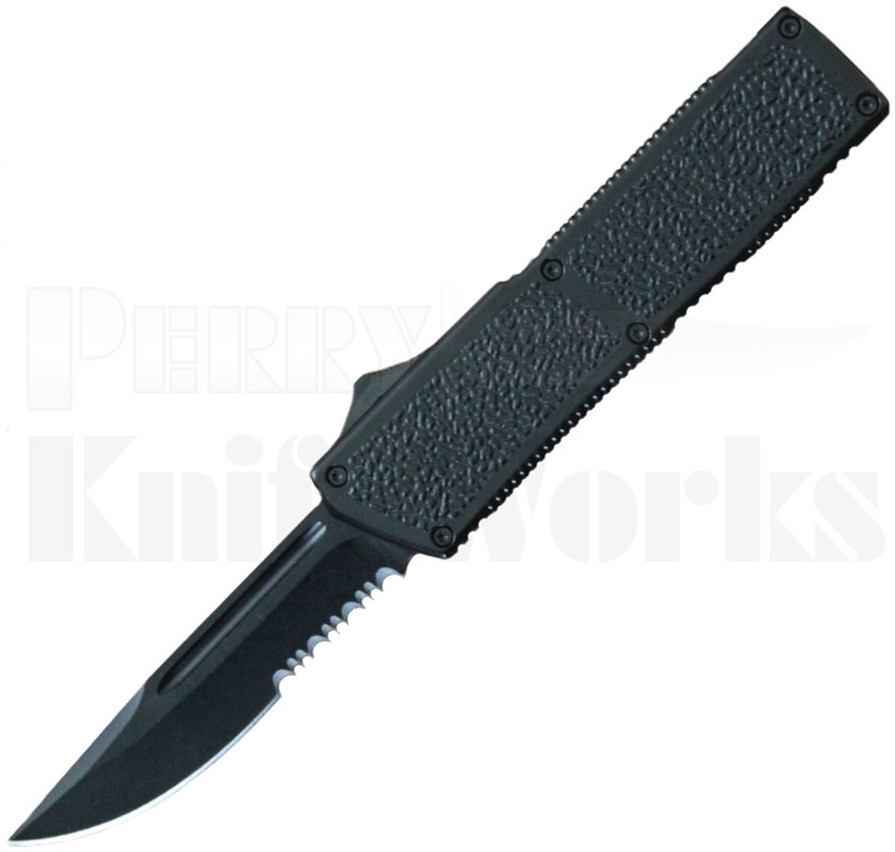 Lightning Elite Black OTF Automatic Knife l Black Serr Drop-Point l For Sale