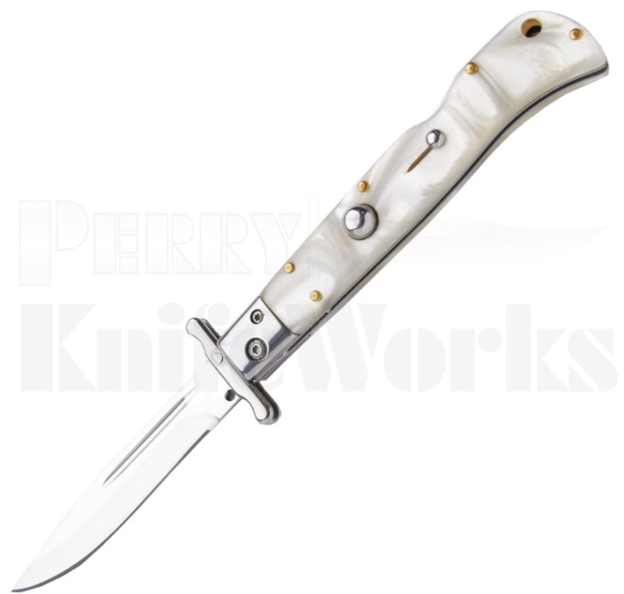 Italian Style 9" Roma Swinguard Pearlex Automatic Knife l For sale