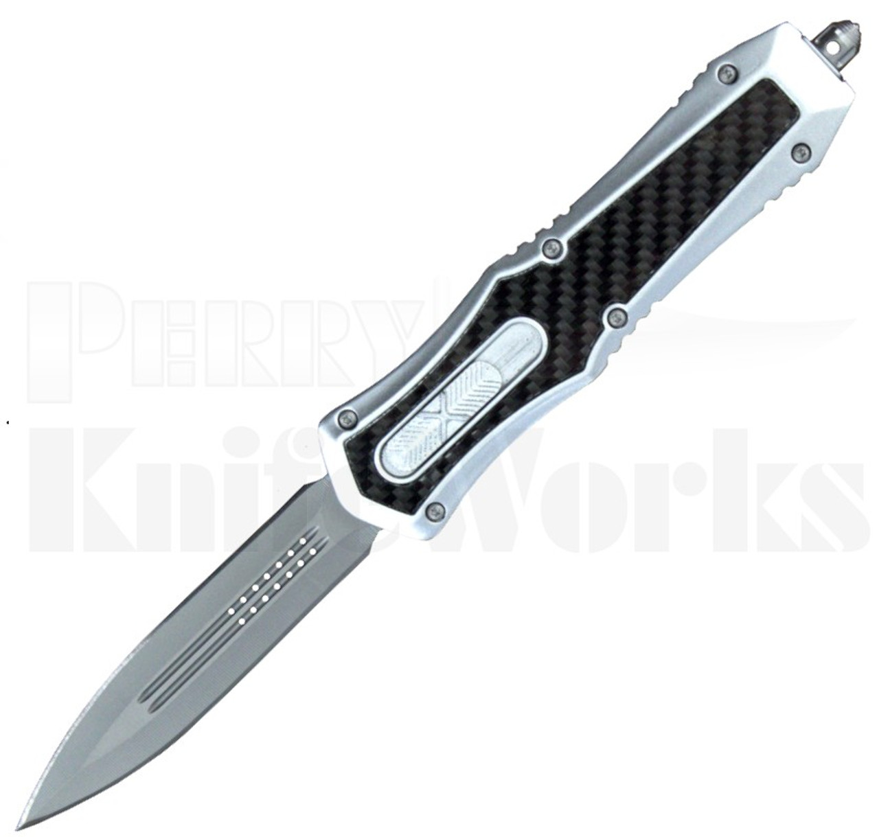Delta Force OTF Dagger Automatic Knife Carbon Fiber l Gray Blade l For Sale