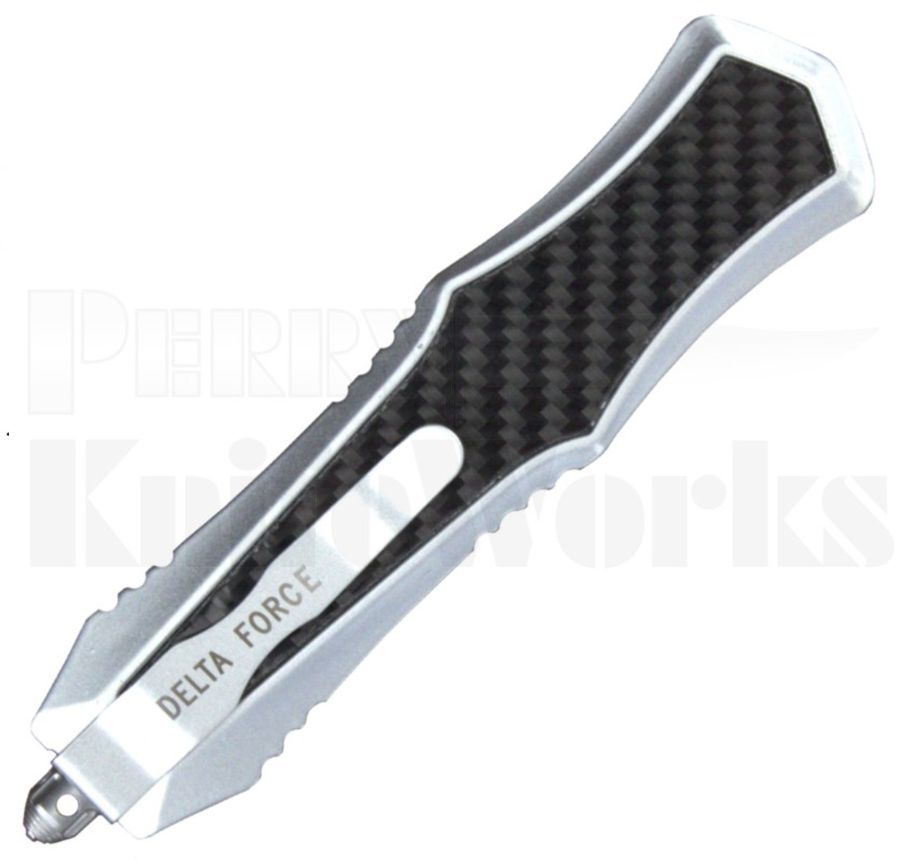 Delta Force OTF Dagger Automatic Knife Carbon Fiber l Gray Blade