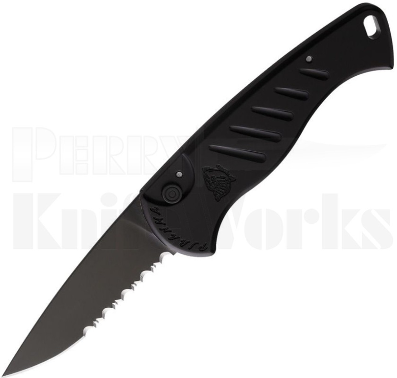 Piranha Fingerling Automatic Knife Black P-2BKTS l Black Serrated