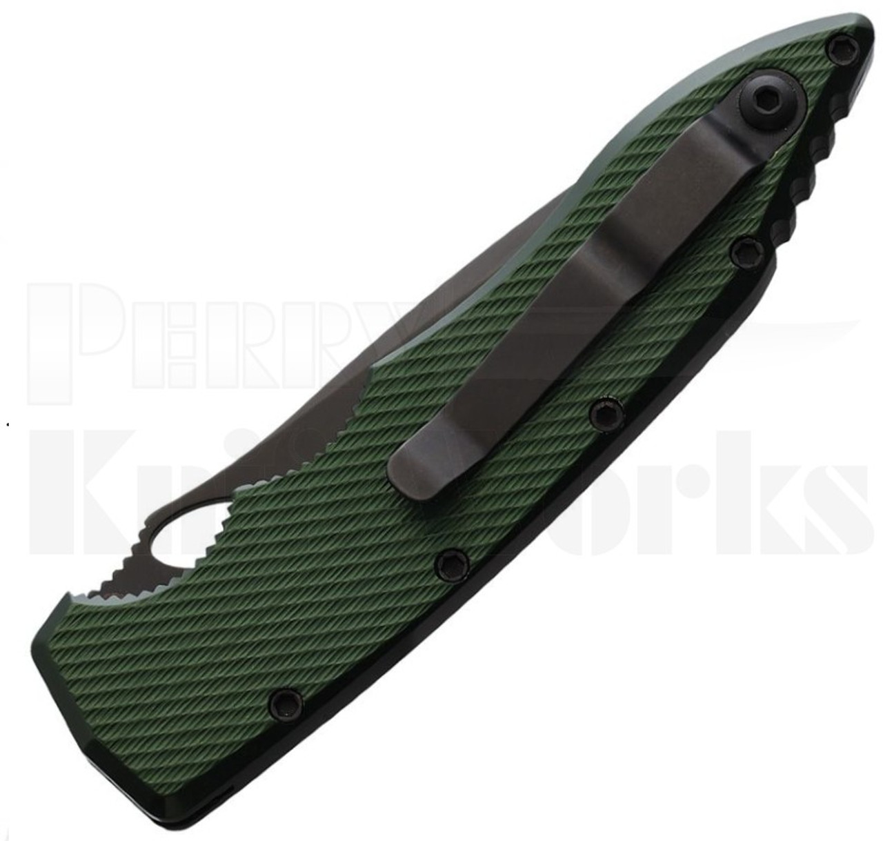 Piranha Mini Predator Automatic Knife Green P-11 l Tactical Black