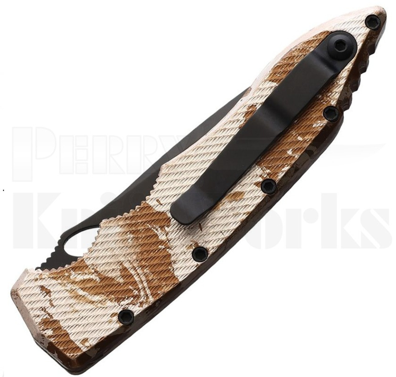 Piranha Mini Predator Automatic Knife Tan Camo l Tactical Black