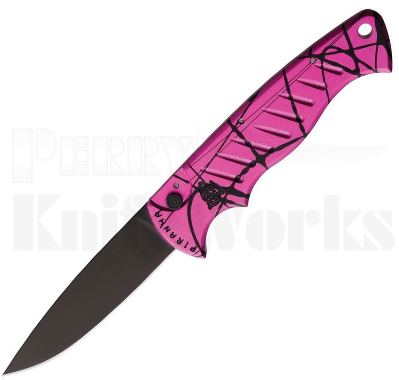Piranha Pocket Automatic Knife Pink Marble l Tactical Black l For Sale