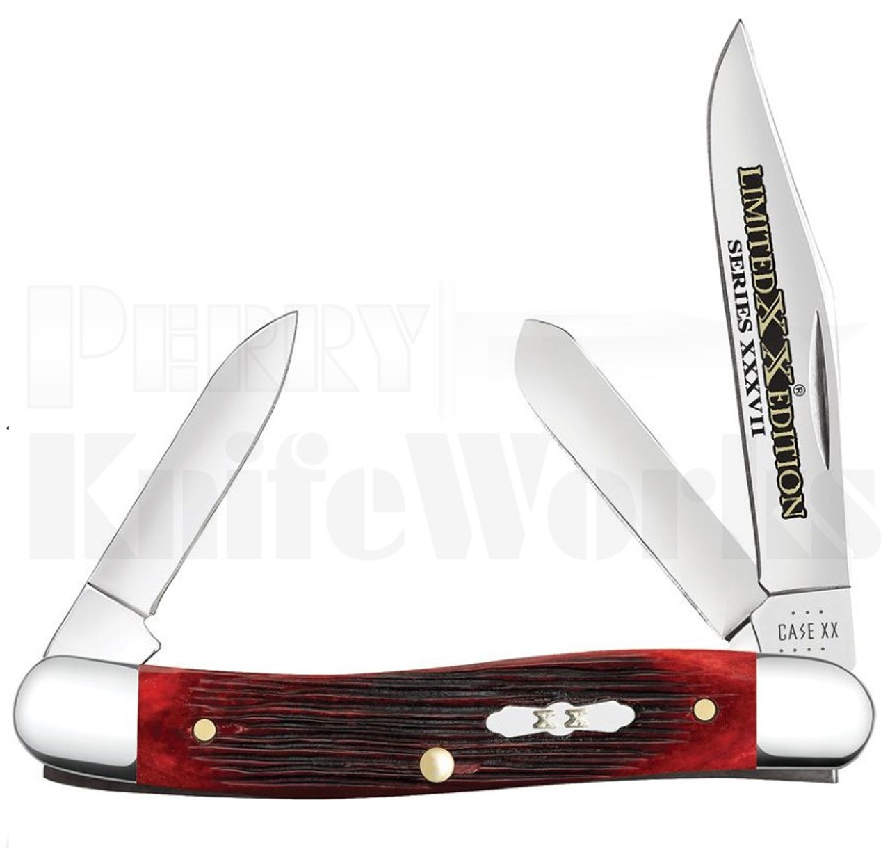 Case LE XXXVII Red Barnboard Jigged Bone Med Stockman Knife l For Sale