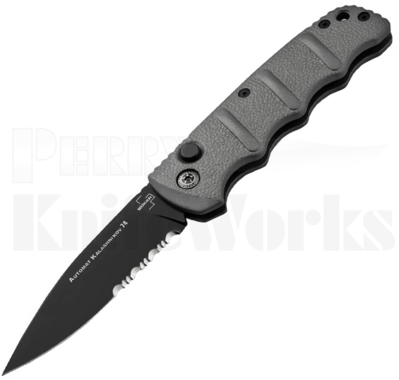 Boker Kalashnikov Automatic Knife Gray KALS94 l Partially Serrated l For Sale