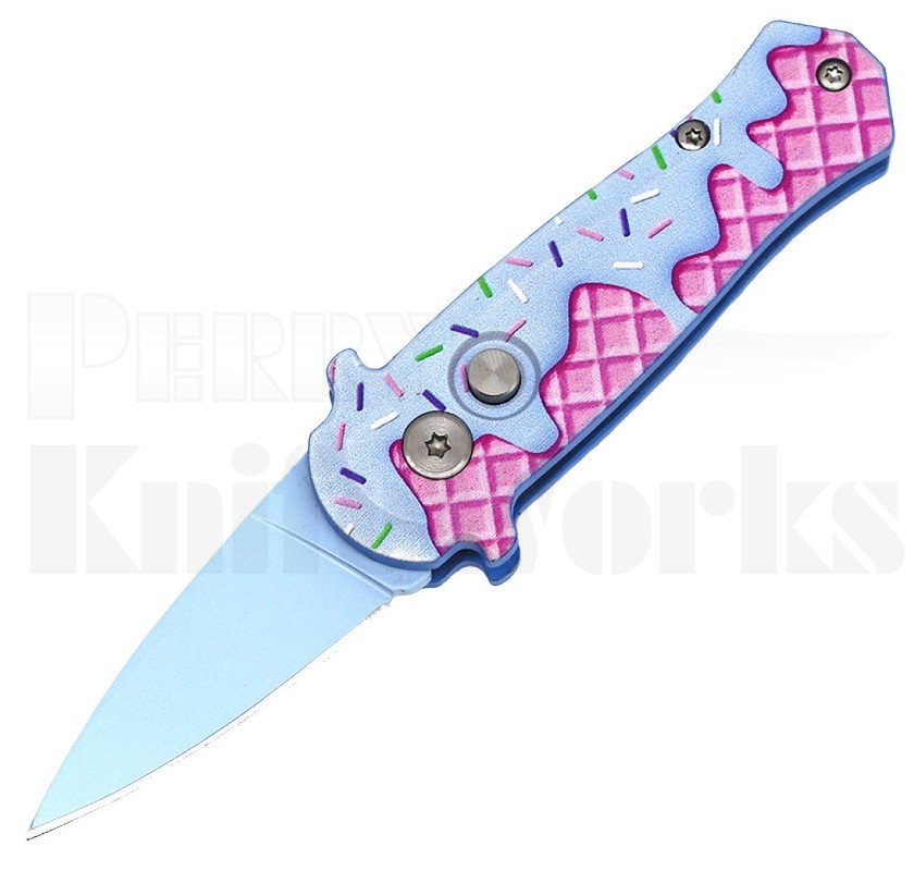 Delta Force Automatic Knife Blue Cupcake l CA Legal!