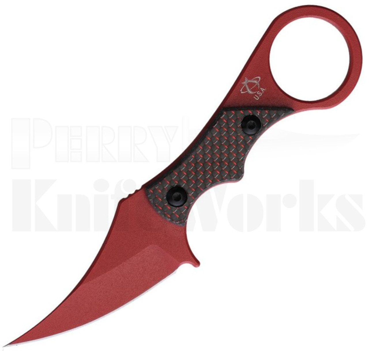 Mantis Sabot IV Fixed Blade Karambit Knife Black/Red Twill CF l For Sale