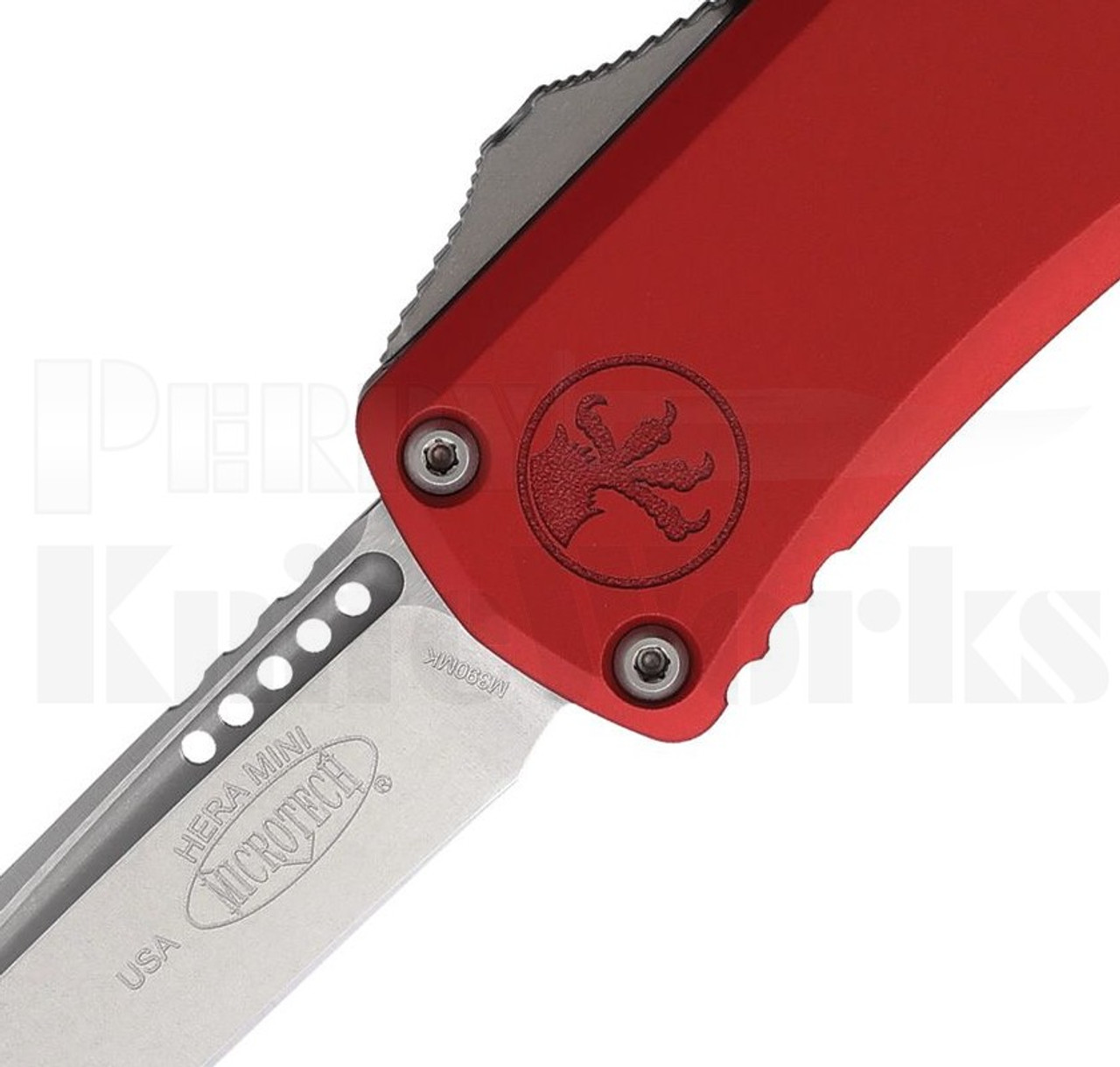 Microtech Hera II Mini Recurve OTF Automatic Knife Red l Stonewash