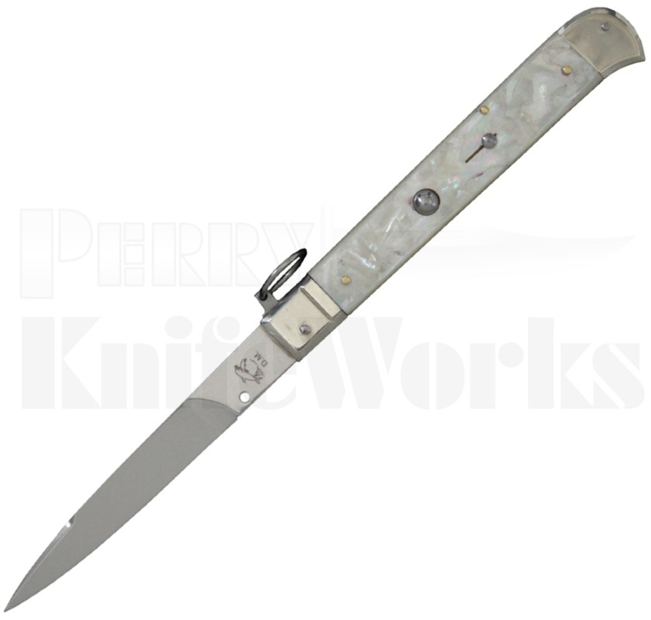 Dolphins 11" Falcon Ring Pull Automatic Knife Mother of Pearl l For Sale