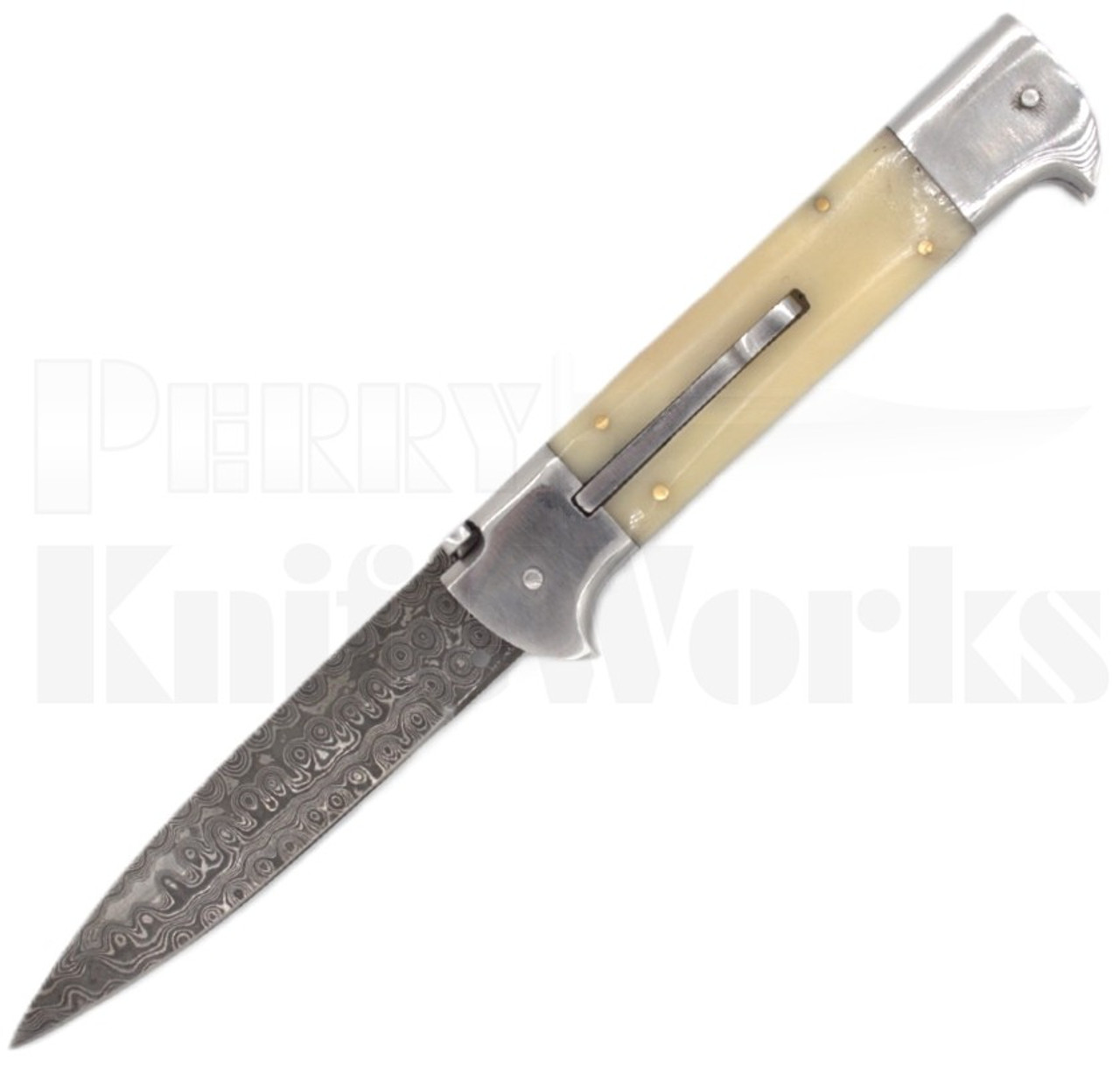 Samir Ahmad 9" Camel Bone Stiletto Automatic Knife l For Sale