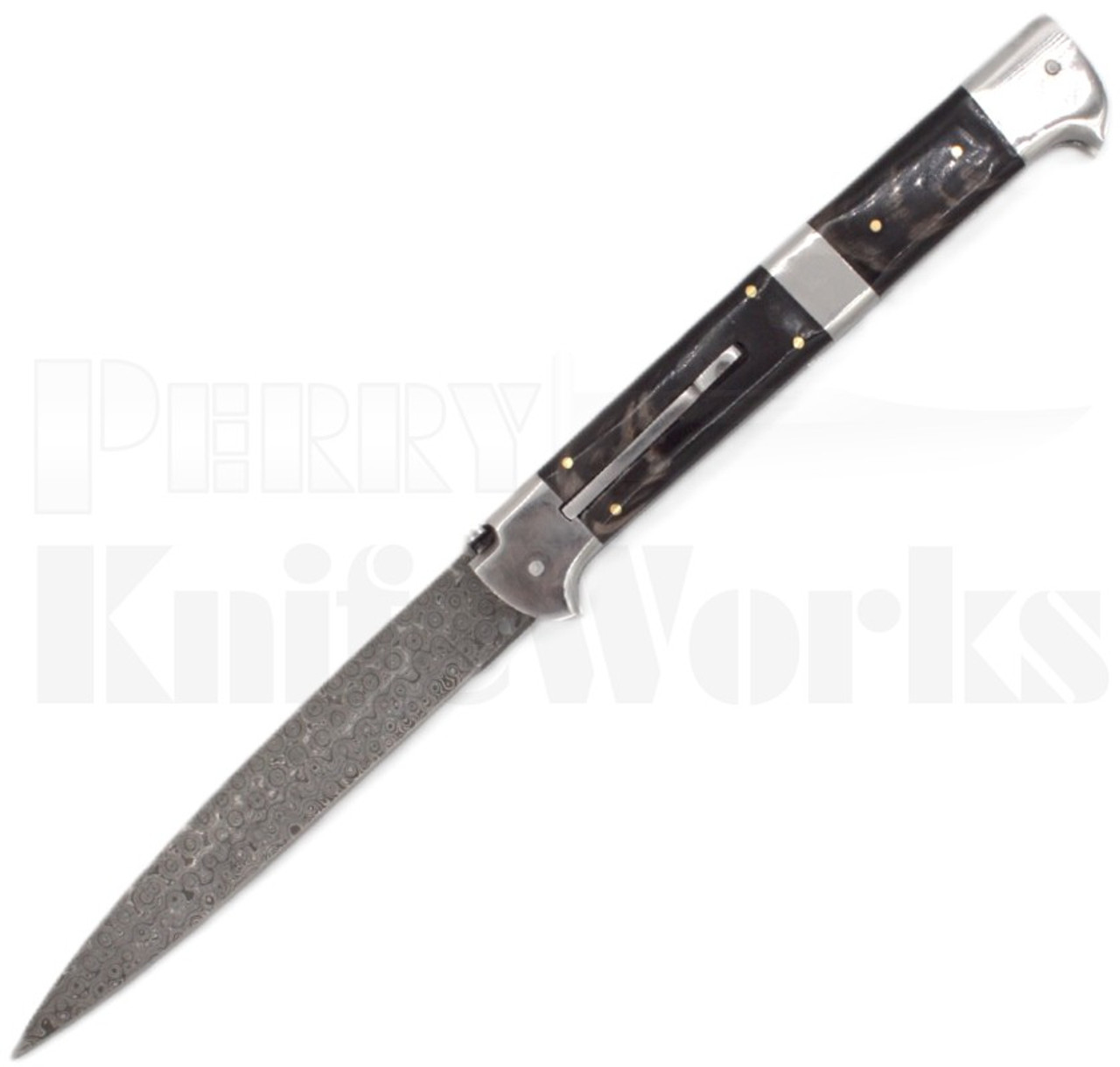 Samir Ahmad 13" Dark Horn Stiletto Automatic Knife l Damascus l For Sale