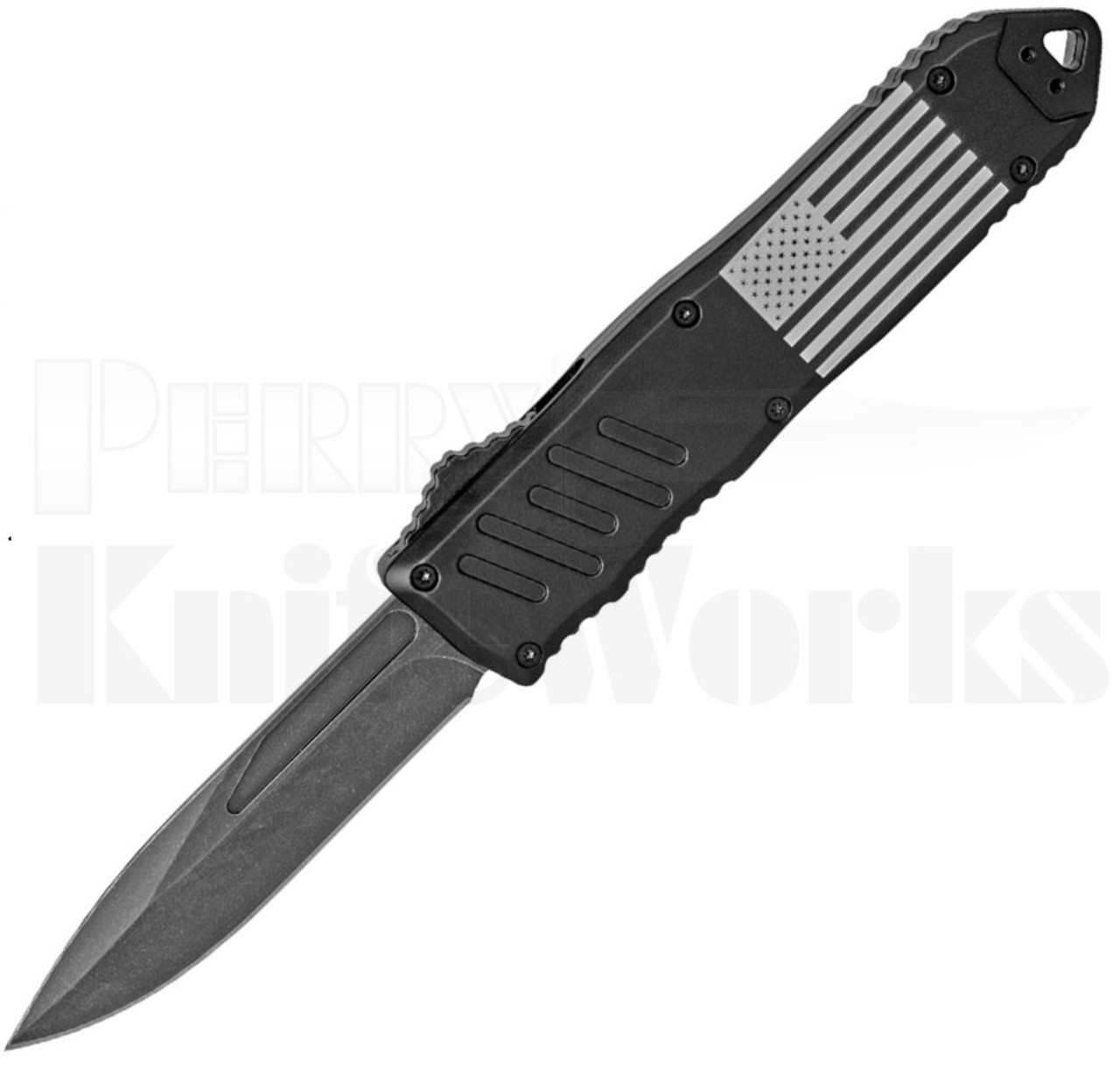 Delta Force OTF Automatic Knife US Flag l Blackwash Blade l For Sale